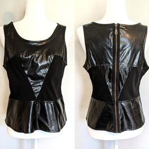 Charlotte Russe Faux Leather Zip-Up Top:XL